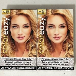 NEW Set of 2 Coloreazy Permanent Cream Hair Color (Lightest Blonde)